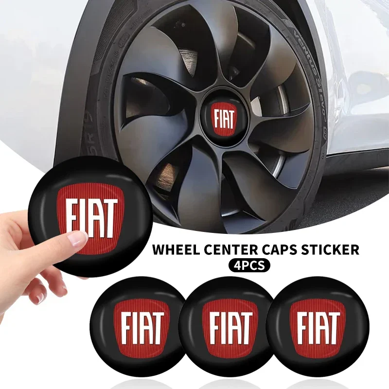 4 Peças 56mm Emblemas Adesivos para Calotas de Roda de Carro Fiat Punto Abarth 500 Stilo Ducato Palio Bravo Doblo Acessórios Automotivos