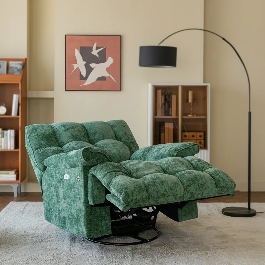 & Electric cloud cream lazy sofa first class single room chenille leave-in reclining carousel sponge filled life