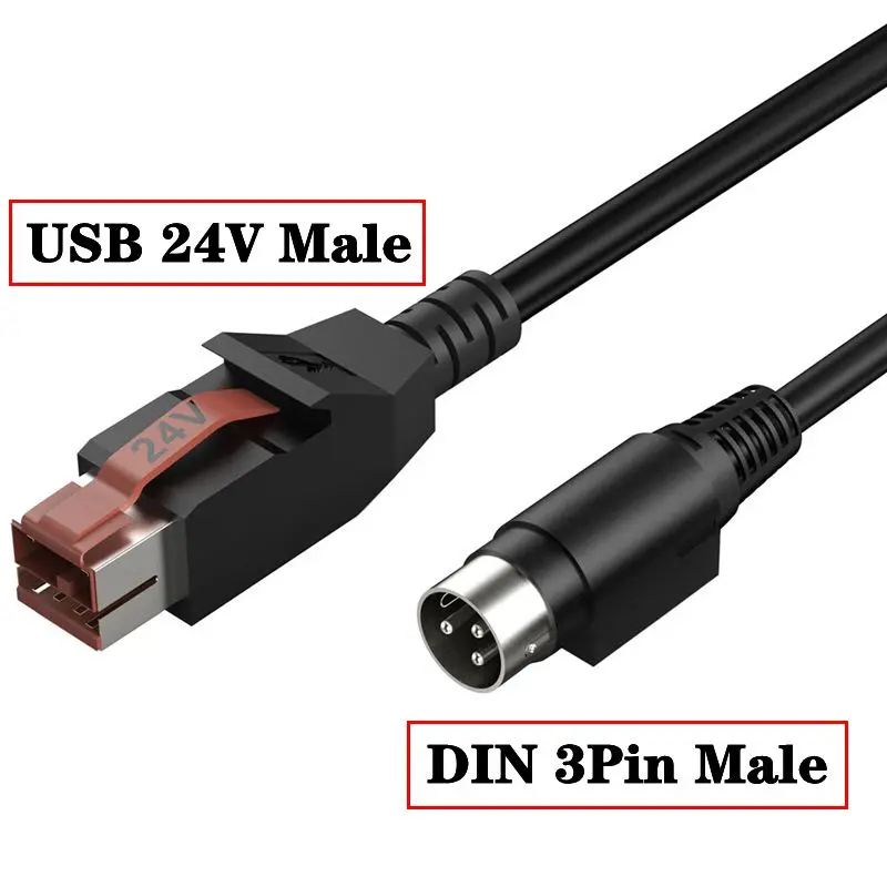 

1.8m Barcode Scanning Gun Line IBM Epson POS System Power Cord Powered USB 24V 5V 12V Male to POWER DIN 3Pin Printer Data Cable