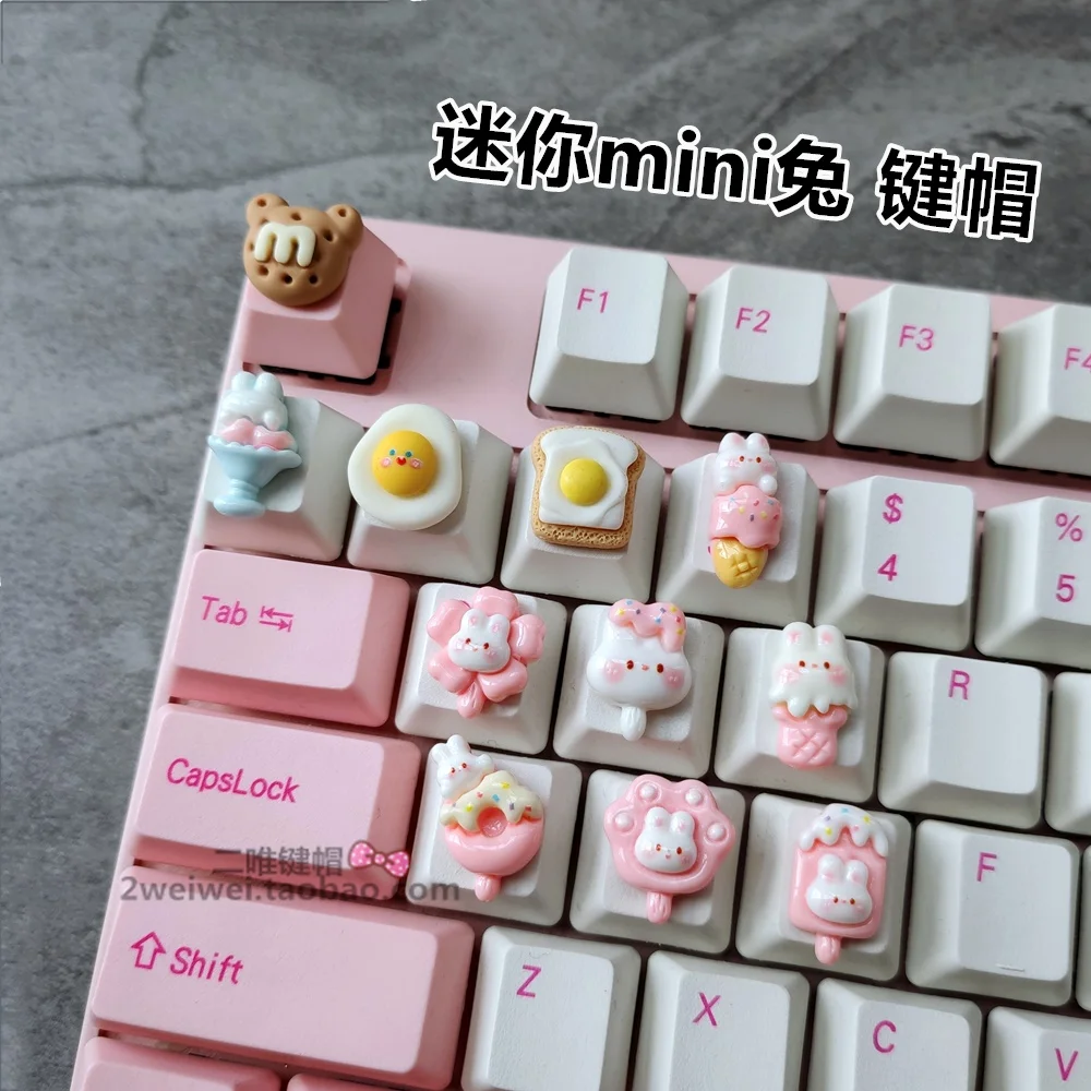 

Cartoon Anime Mini Rabbit Keycap Game Mechanical Keyboard WSAD Direction Personalized Keycap Pink Girl Cute Keycap