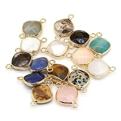 3pc Natural Stone Connectors Rhombus Shape Faceted Reiki Crystal Agate Stone for Jewelry Making Supplies DIY Necklace Bracelet