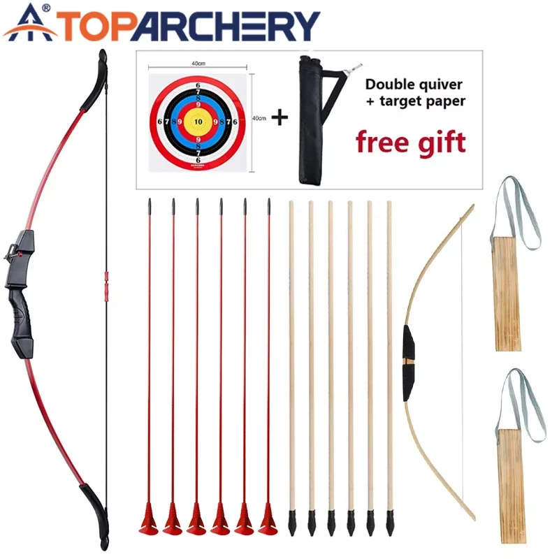 

Toparchery-Kids Recurve Bow,Bamboo Bow,Sucker Arrow,Rubber Soft Arrowheads,Parent-Child Shooting Gam,Archery Training,Child Gift