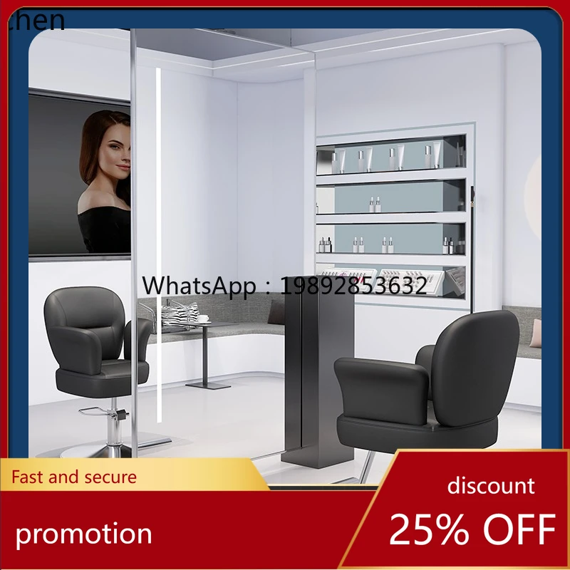

YFY mirror table floor-to-ceiling stainless steel with lamp hair double-sided mirror hair salon special full-body mirror