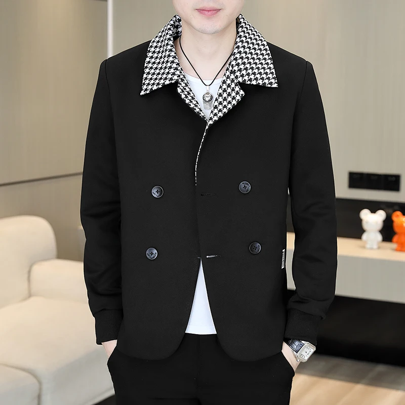 

Мужской повседневный пиджак-слимфит в корейском стиле, модный однобортный пиджак для весны и осени