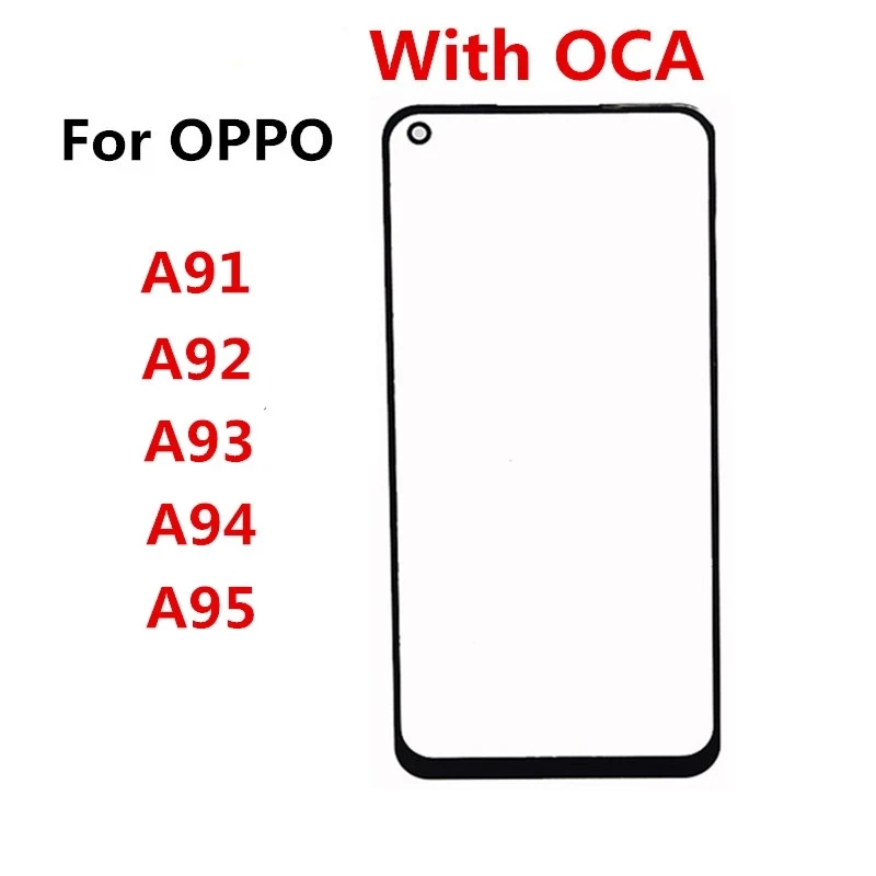 Front Screen + OCA For OPPO A91 A92 A93 A94 A95 2020 4G 5G Touch Panel LCD Display Out Glass Replace Repair Parts