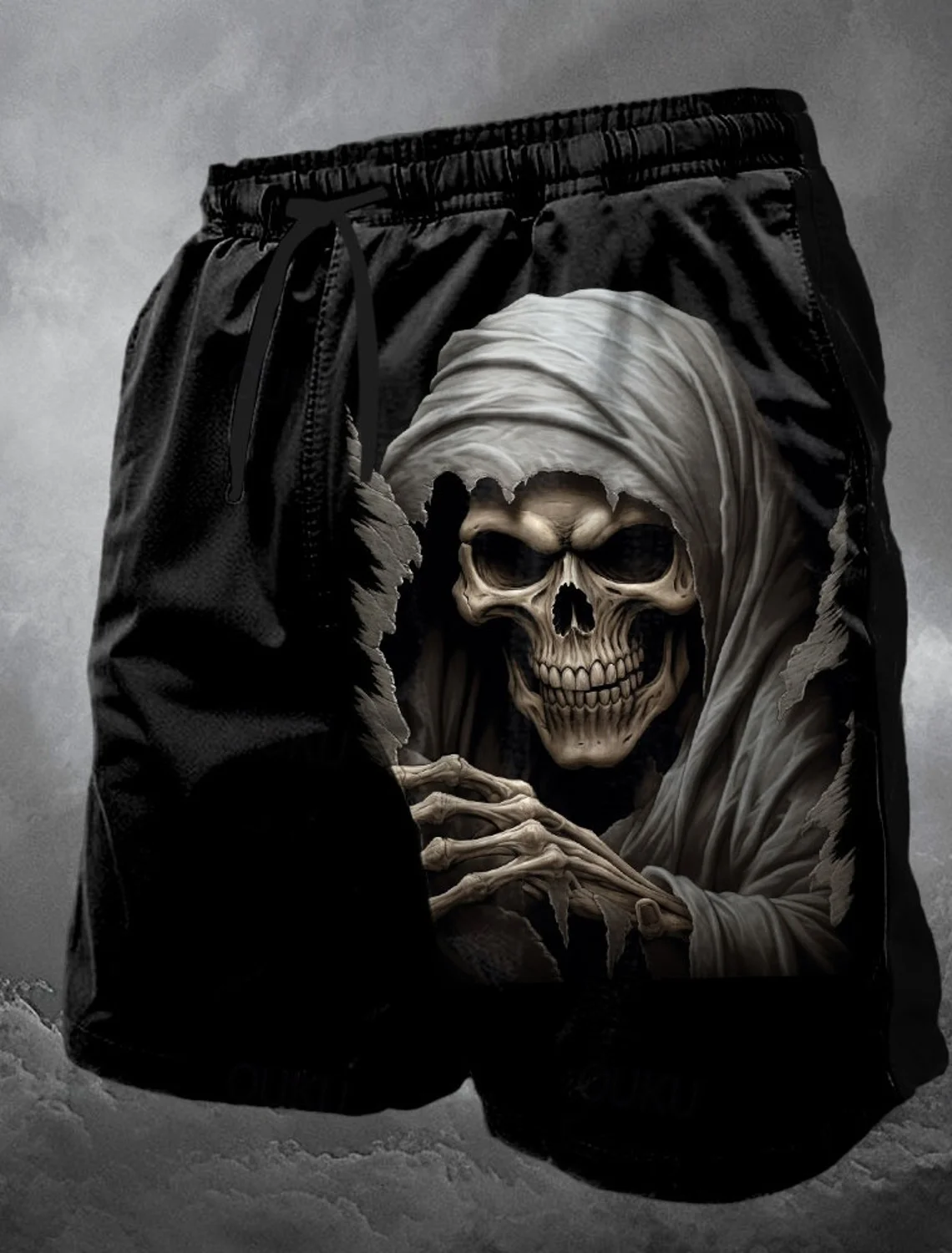 Men's Skull Long Swim Trunks Surf Trunks Shorts Fashion Street Trend Casual Daily Vacation with Elastic Waist Designer Clothing