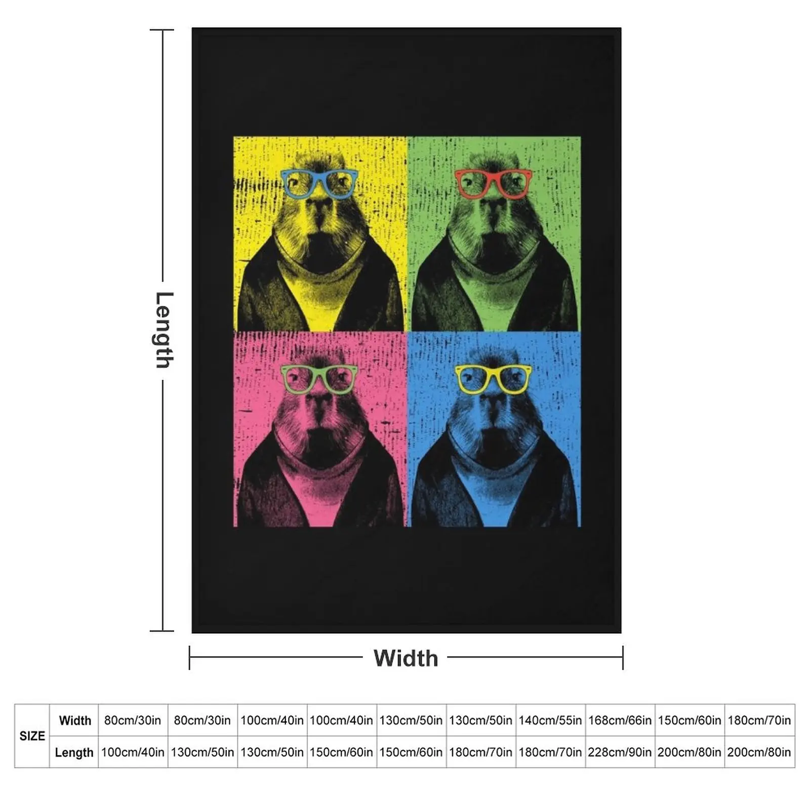 Capybara Pop Art Capybaras in Sun Glasses Funny Picture Throw Blanket couch cozy soft plush fuzzy picnic outdoor blanket