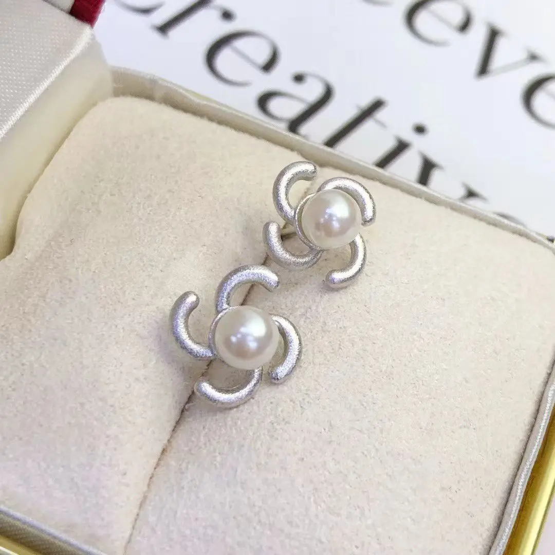 Wholesale S925 Sterling Silver Earrings Mount Findings Settings Base Mounting Parts Accessory for 4-5mm Pearls 5 pairs/lot