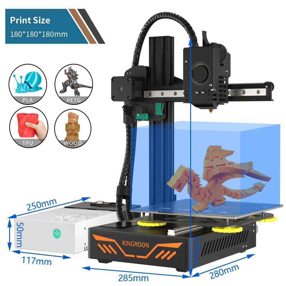 KINGROON-impresora 3D KP3S, impresión de alta precisión, Kit de impresora 3d FDM DIY mejorado, pantalla táctil, tamaño de impresión KP3S