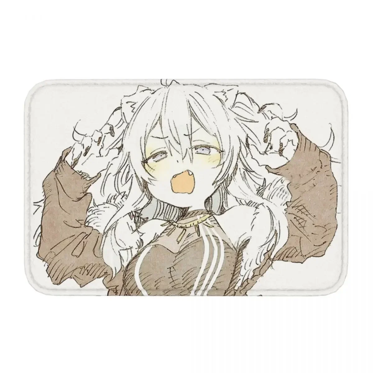 Hololive Kawaii Virtual Idol Non-Slip Carpet Shishiro Botan Angry Doormat Bedroom Kitchen Mat Welcome Decoration Rug