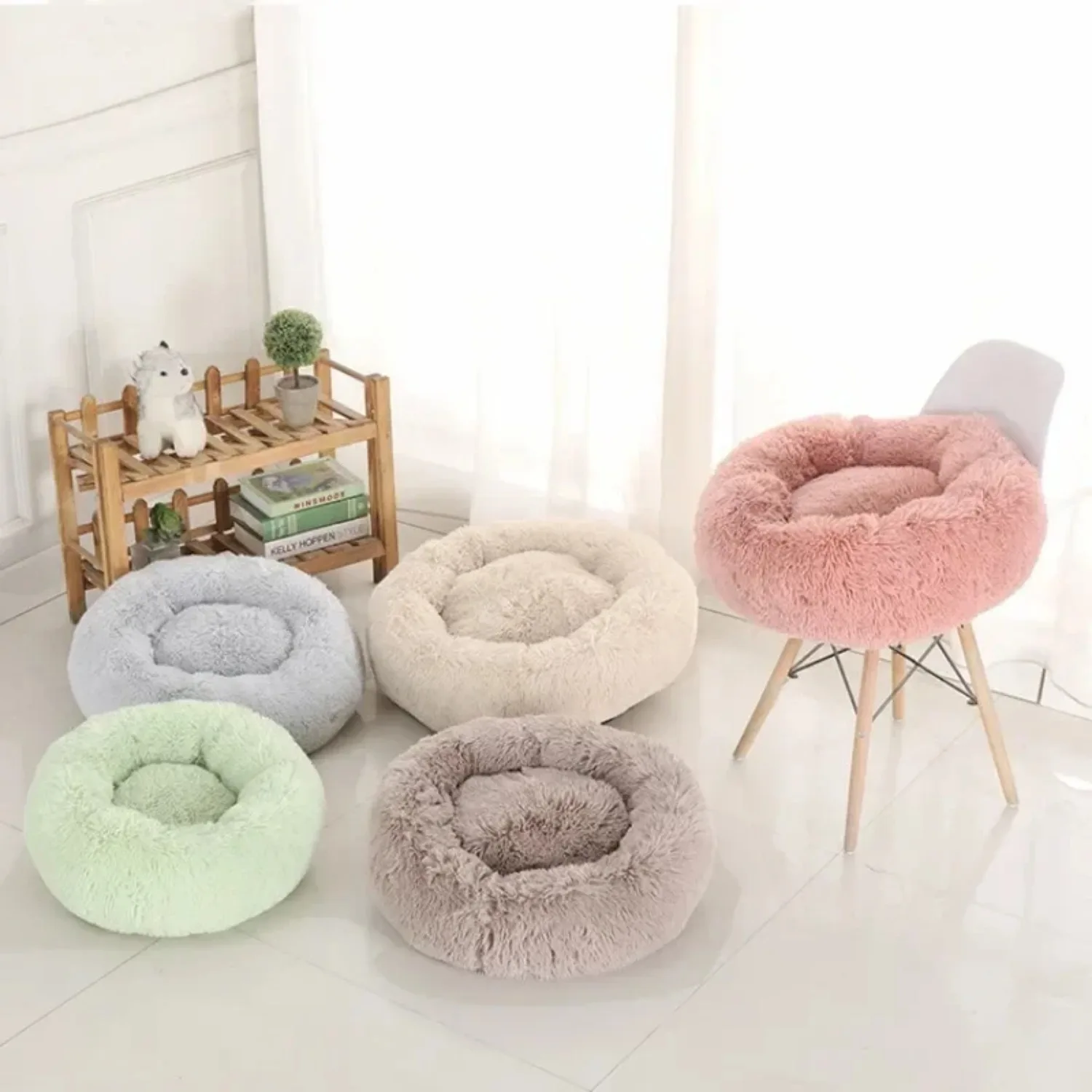 Doghouse Soft Comfortable and Machine Washable Cat Sleep Nest Sofa Round Long Plush Pet Beds for Dog Mattress Pets Bed