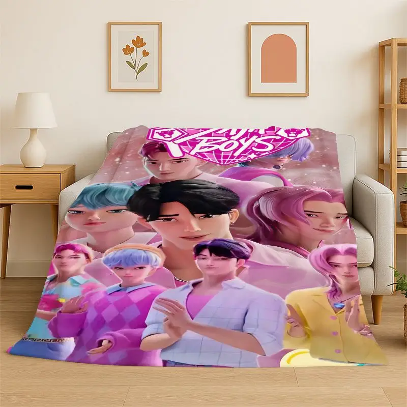 KPop Demon Hunters Saja Boys Cartoon Soft Flannel Throw Blanket,Warm Cozy Blanket for Bed,Couch,Sofa,Bedroom,Living Room,Travel