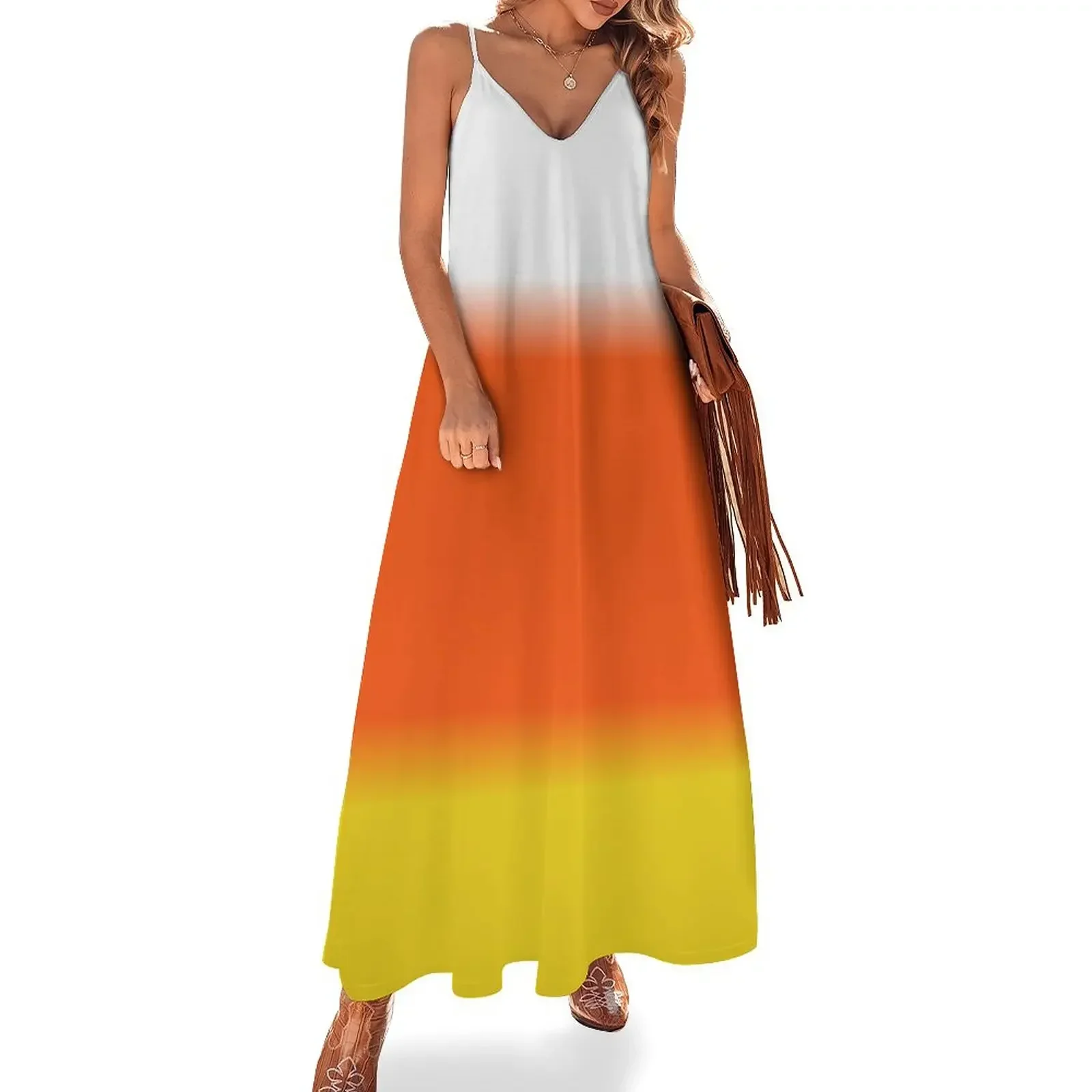 

CANDY CORN Colors Ombre Sleeveless Dress dress women elegant luxury sensual sexy dress for women Women's