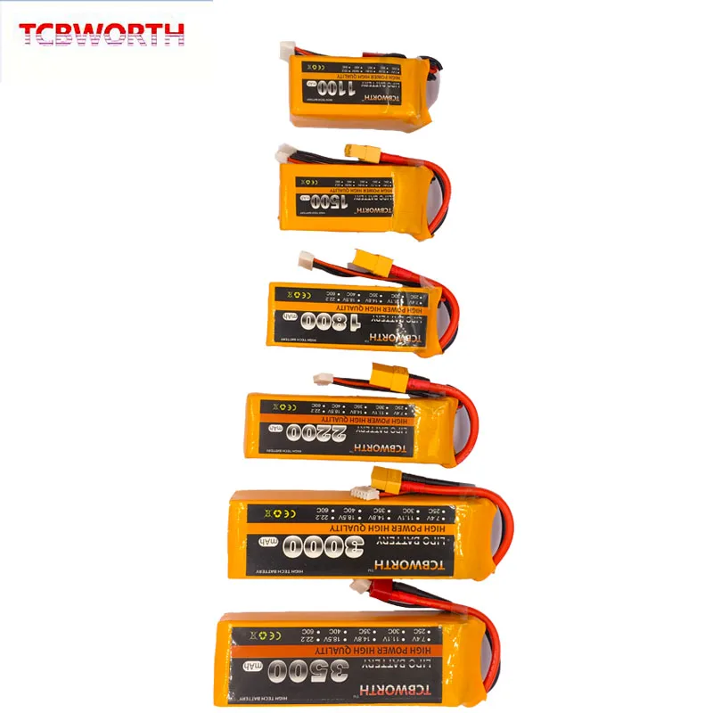 7.4V 11.1V 14.8V 22.2V RC LiPo Battery 2S 3S 4S 6S 1300 1800 2200 4200 5200 6000mAh For RC Airplane Drone Helicopter Aircraft