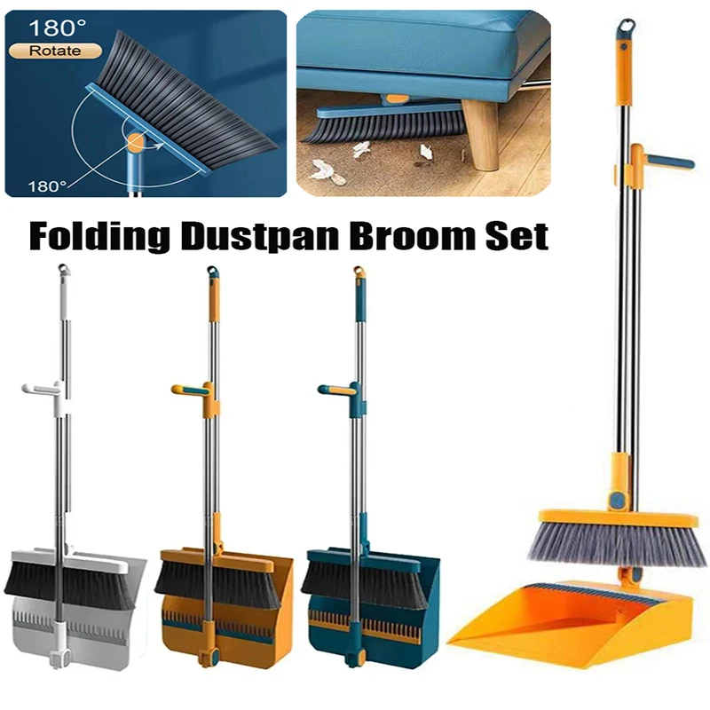 Folding Dustpan Broom Set Household Broom Wiper Hair Sweeper Does Not Stick To Hair Broom Garbage Shovel Dropshipping