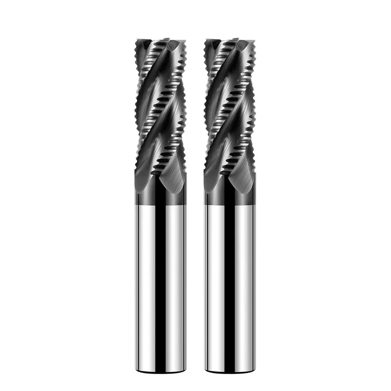 YIFINO HRC65 4-Flute Roughing End Mill Tungsten Steel Carbide Black Nano Coating Milling Cutter For CNC Machining Endmills Tools