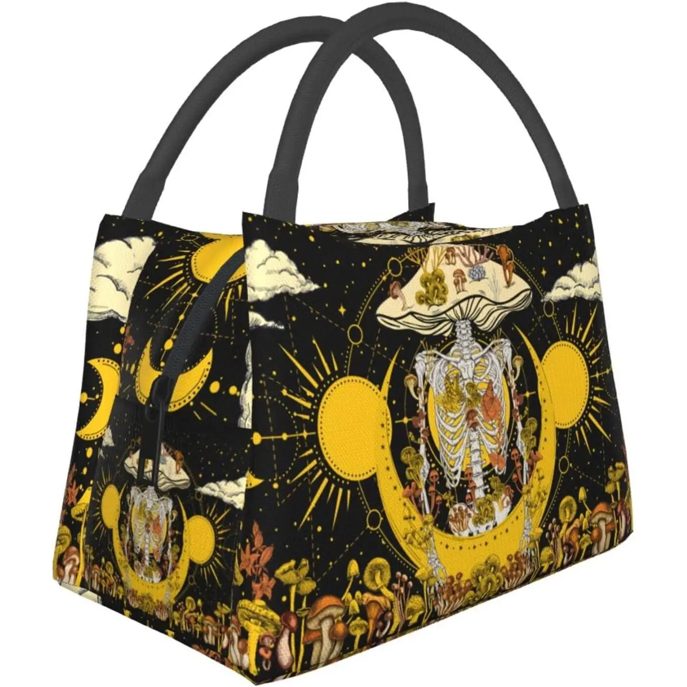 

Mushroom Skeleton Moon Plants Insulated Lunch Bags For Women Men, Reusable Lunch Cooler Bags Tote Box Meal Prep