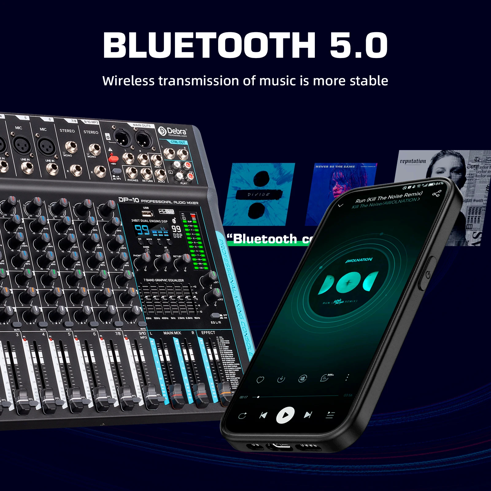 Debra 99 DSP جهاز مزج الصوت DJ Controller DP-10 10 قنوات تردد تسجيل خلط مع بلوتوث 5.0 الأداء المهني