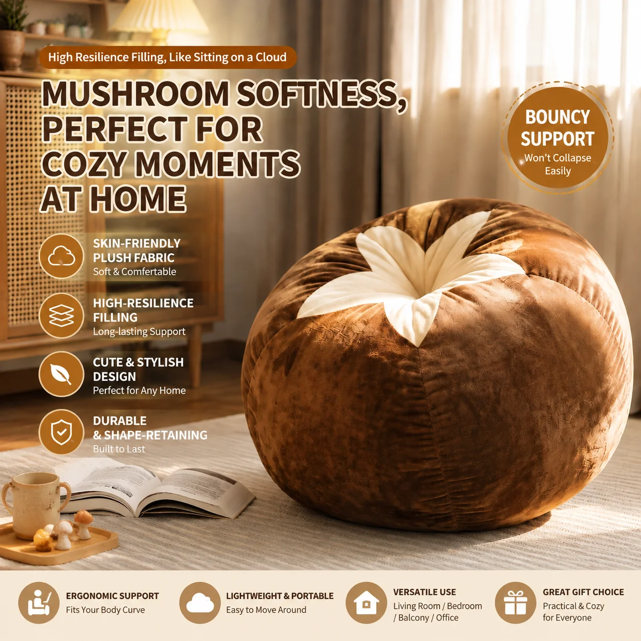 Same Design Mushroom Tomato Pillow Mat Sitting Cushion Sofa Pillow Sleeping Pillow Tatami Lazy Sitting Pad
