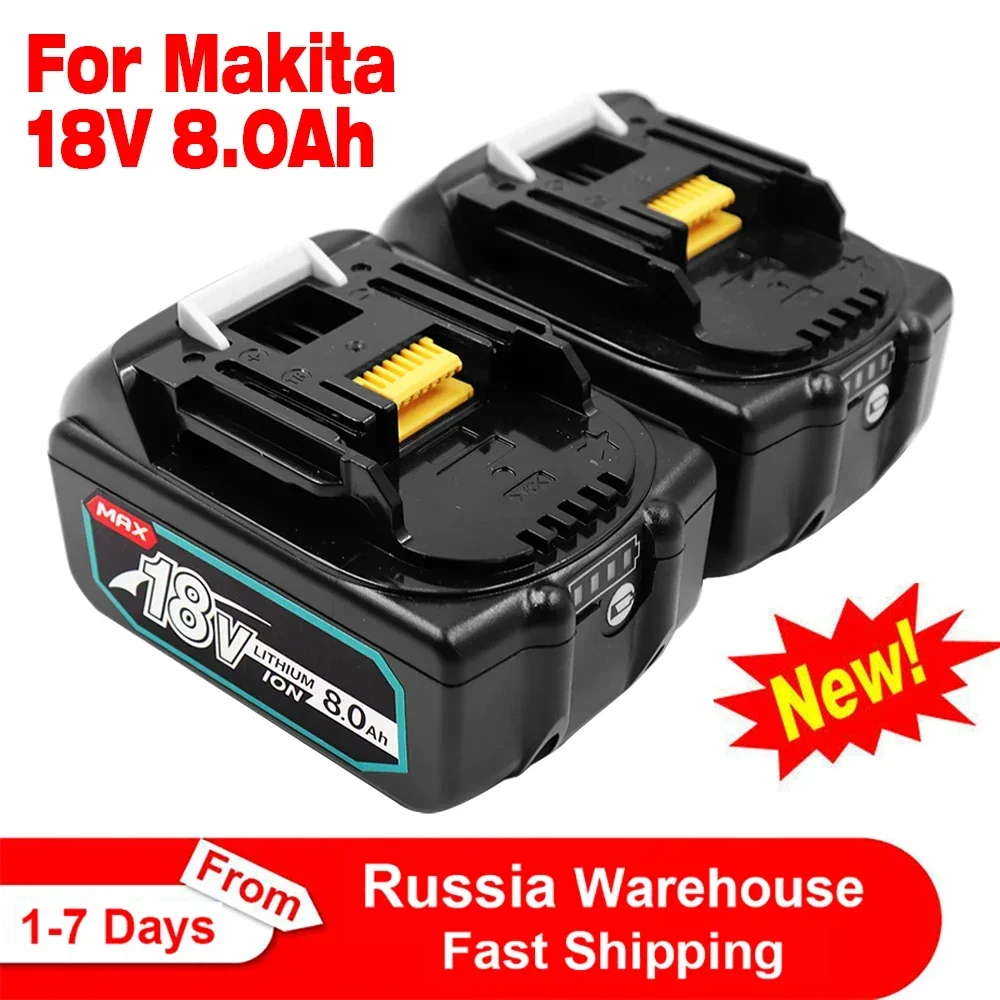 

Makita 18V 6.0 8.0Ah Rechargeable Battery for Makita Power Tools with LED Li-ion Replacement LXT BL1860 1850 Volt 6000mAh