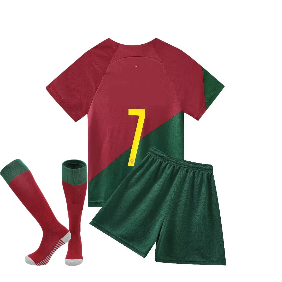 22-23 Portugal home No.7 National Team Football Jersey Set Men’s Team Uniform Jersey Kids 14-2XL