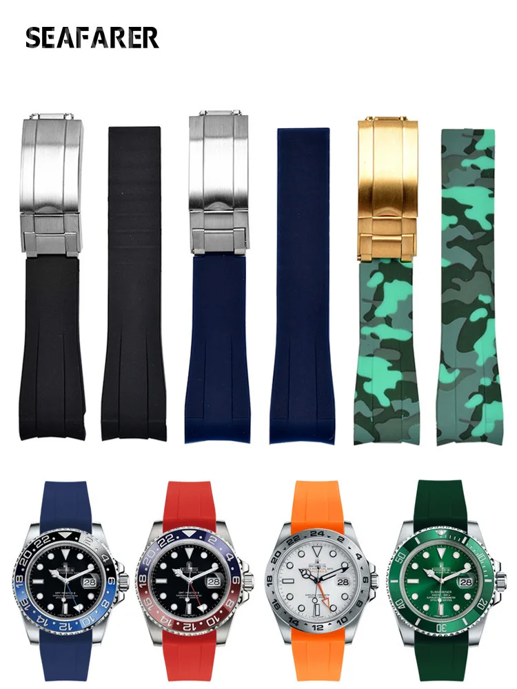 21mm 20mm Hight quality Watch Band Fit for Rolex Daytona Submariner Oysterflex GMT Deepsea for Explorer Rubber silicone Strap