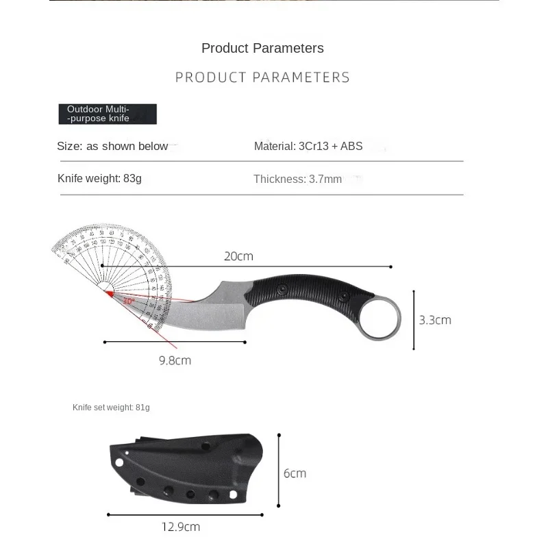 2024New High Quality Corrosion Resistant Portable Multi-Purpose Outdoor Straight Knife K Sheath, Jungle Survival EDC Knife