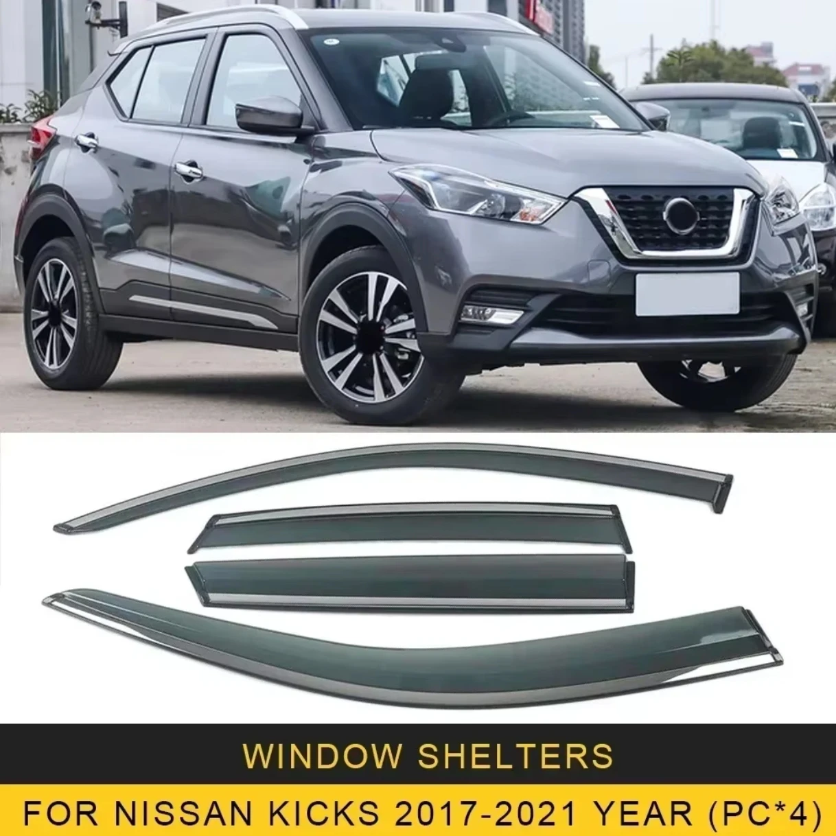 

Хромированные полоски, защита от дождя для NISSAN KICKS P15 2017-2023, ветровые дефлекторы, дверной козырек, вентиляционный козырек, оконный козырек, автомобильные аксессуары