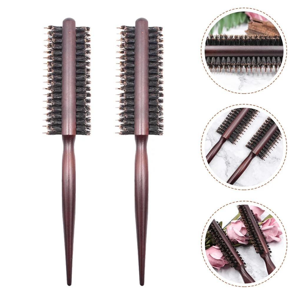 

2Pcs Professional Hair Styling Brush with Wooden Handle for Voluminous Curls and Smooth Hair No Frizz Hairstyling Roll Comb