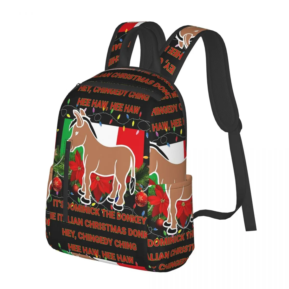 Dominick The Italian Christmas Donkey Student Backpack School Bag Hiking Travel Daypack for Boys Girls Bookbag Shoulder Bags
