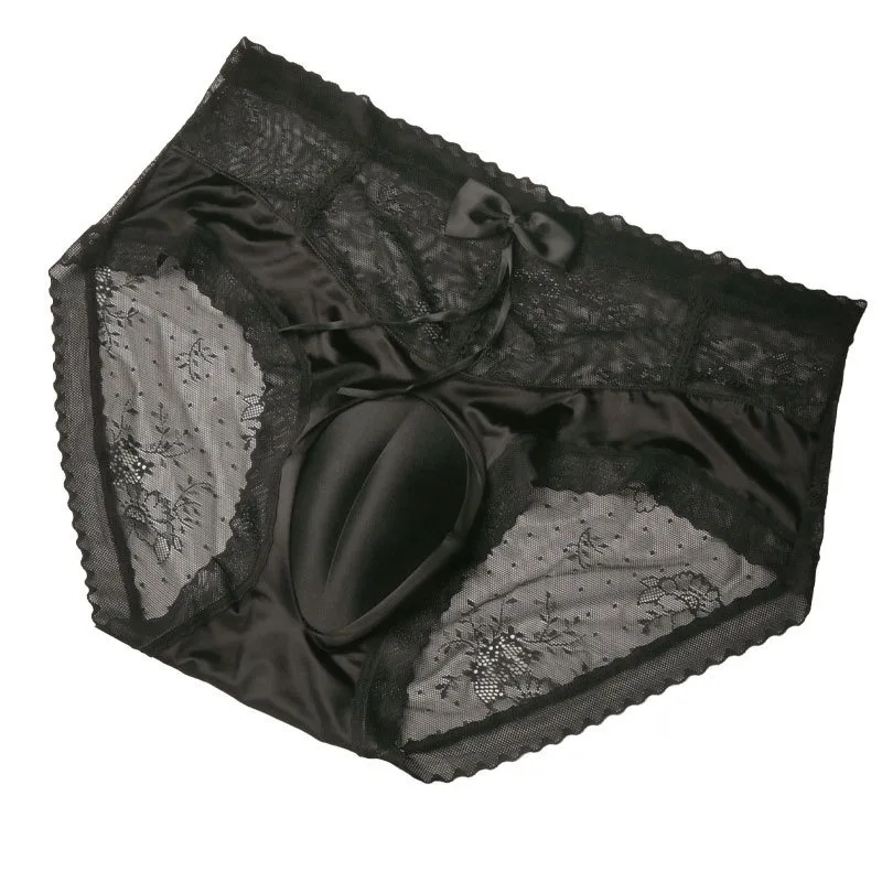

Sexy Lace Seamless Lingerie Sissy Erotic Panties Gays Plus Size Clothes Translucent Ball Pouch Male Jockstrap Qucik-Dry Briefs