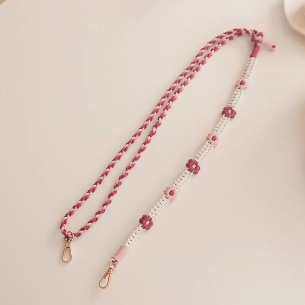 

Плетеный ремешок для мобильного телефона в корейском стиле с цветком ромашки, вязаный крючком, макраме, ремешок через плечо для мобильного телефона, богемный ремешок для сумки с защитой от потери