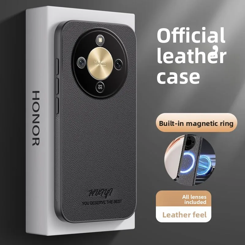 حافظة لهاتف Honor X9D جديدة للأعمال من الجلد العادي غطاء مغناطيسي مضاد للسقوط غطاء مضاد للسقوط لهاتف Honor X70 ممتص للصدمات Funda