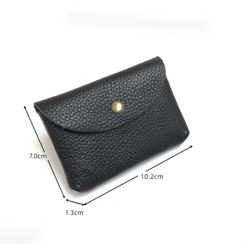 First Layer Cowhide Card Bag Hidden Hook Coin Pocket Bank Card Package Mini Genuine Leather Card Case Bank Card Earphone Bag for