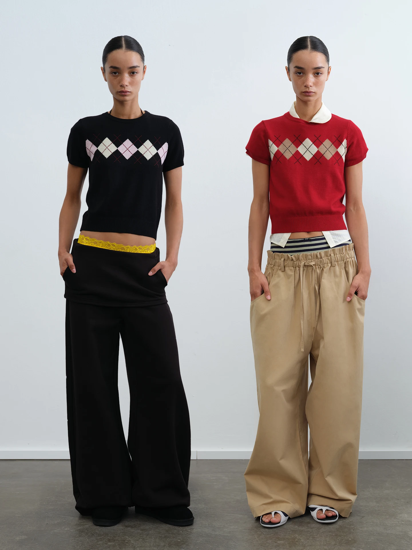 

Rarely Alike Casual Sle ort Sve Knitted Top with Diamond Pattern Nylon Fabric for Women Daily Wear Regular Fit round Ne