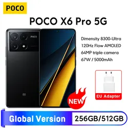 Global Version POCO X6 Pro 5G Smartphone Dimensity 8300-Ultra 120Hz AMOLED 64MP Camera 67W Charging 5000mAh Battery NFC