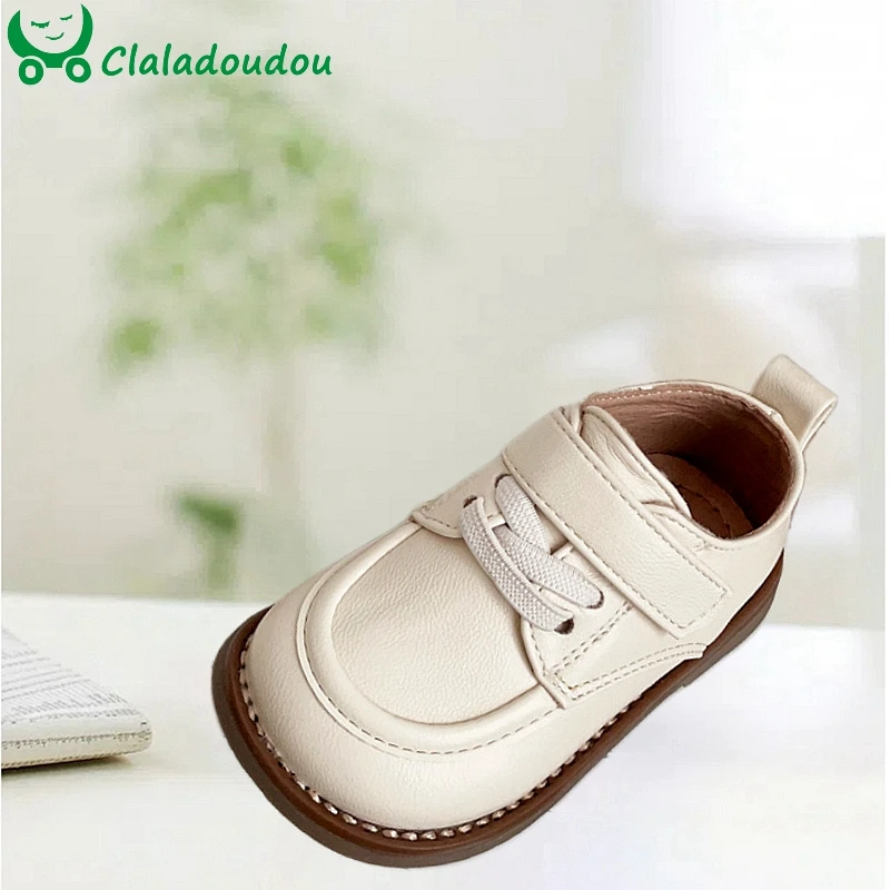 

Claladoudou Enfant Girls Dress Shoes,Solid Brown Black Beige Toddler Boys Casual Flats Shoes,Soft Kids School Shoes