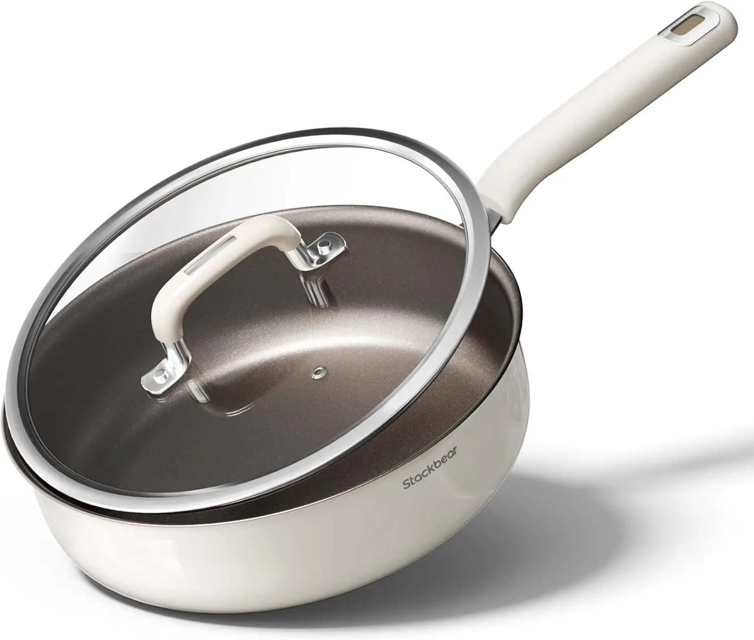 

Керамическая сковорода с антипригарным покрытием, 11 футов (5,5 кв.) с крышкой, трехслойная титановая нержавеющая сталь, без ПТФЭ/ПФА, совместима со всеми плитами