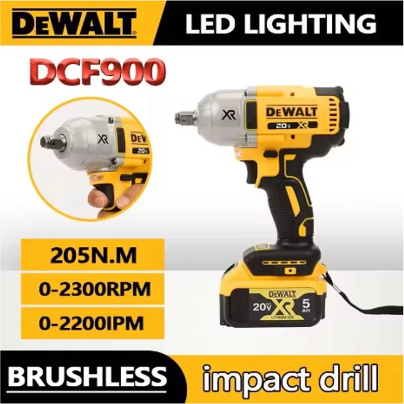 

DEWALT DCF900 Kit 1/2In Brushless Cordless High Torque Impact Wrench With Hog Ring Anvil 20V Power Tools DEWALT Battery