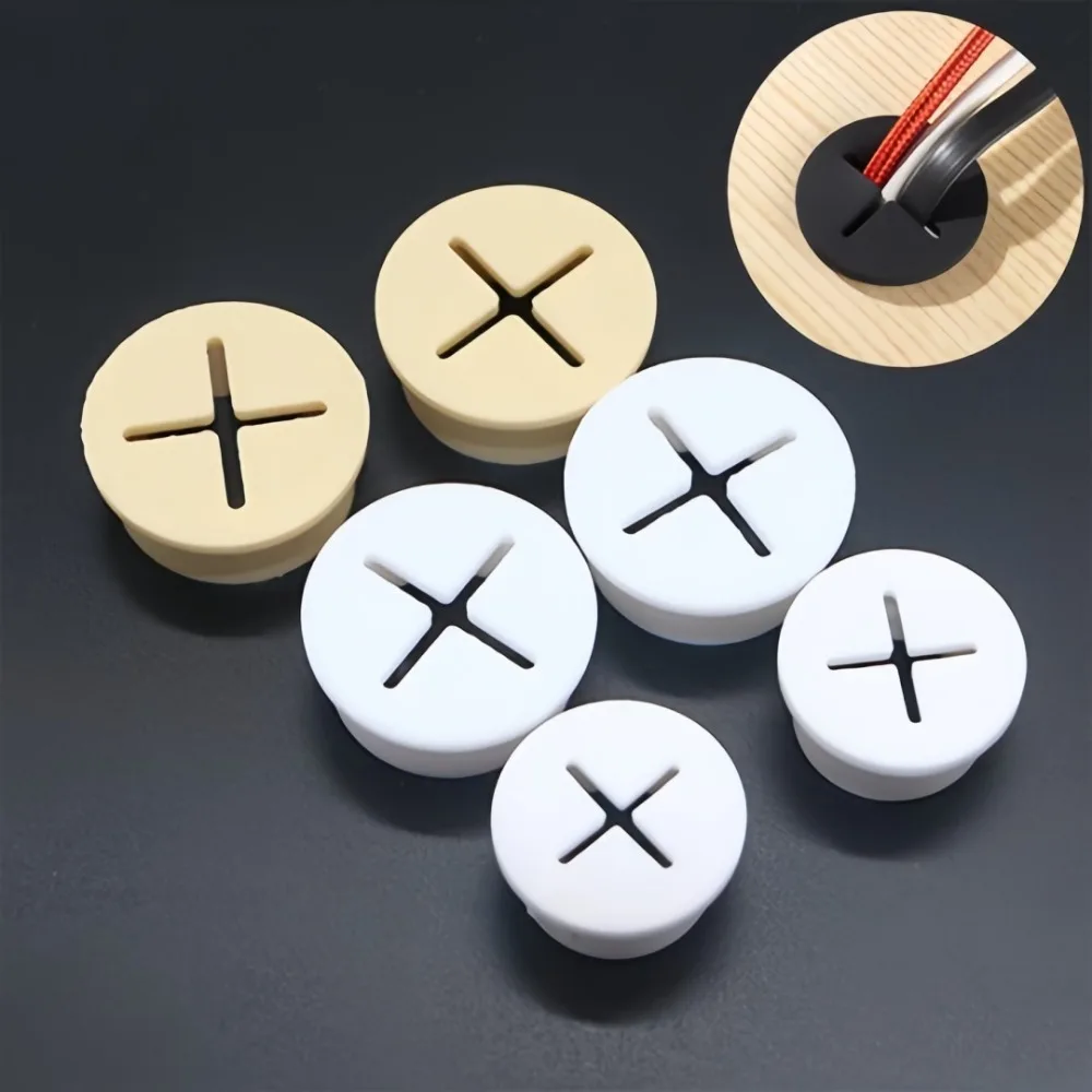 2/10pc Flexible Rubber Cable Cord Grommets Table Desktop Hole Cover TV Console Furnitures Hole Cover Dustproo Multi Purpose Part