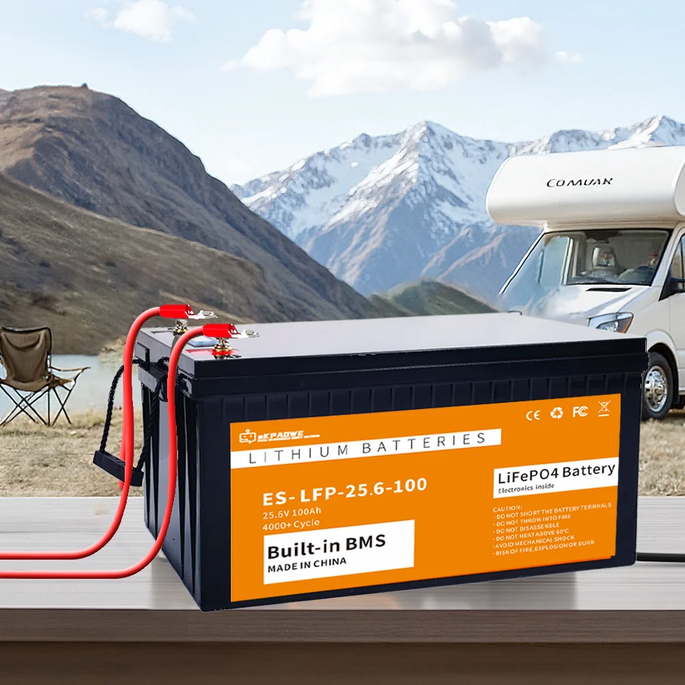 24V 100Ah LiFePo4-Batterie 2560Wh 12V 100Ah Lithiumbatterie Eingebaute BMS Deep Cycles für Wohnmobile Solarenergie Marine, Trolling-Motoren