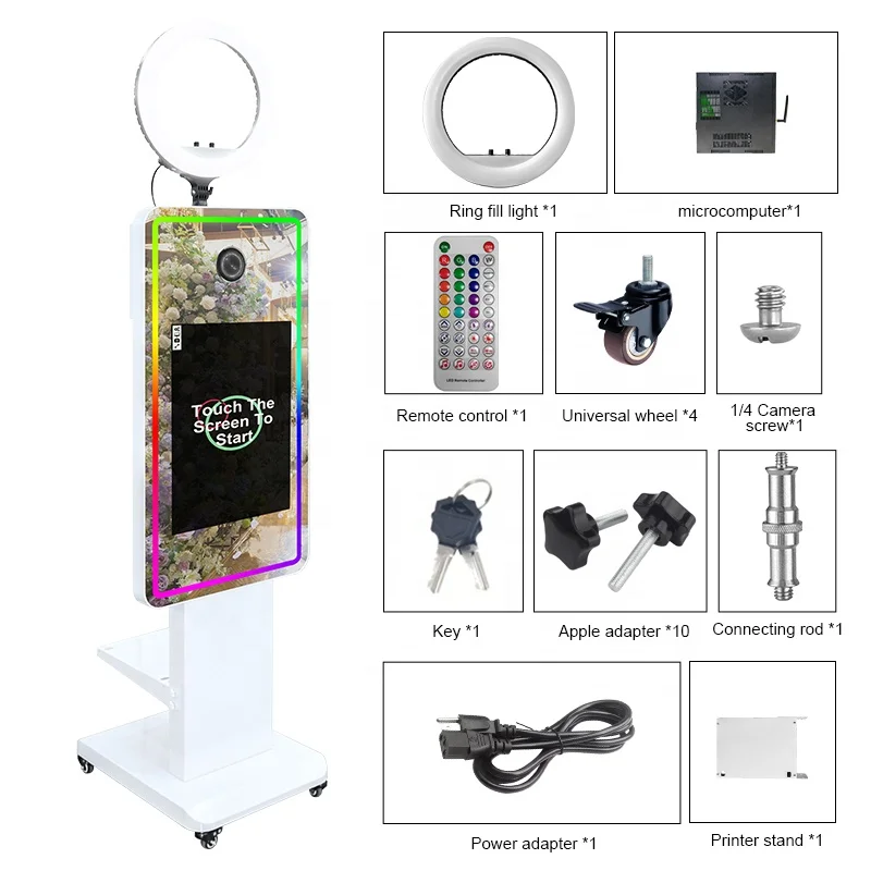 Latest Trend LCD Touch Screen Photo Booth Shell Party Selfie DSLR Mirror Photo Booth Machine with Printer Option