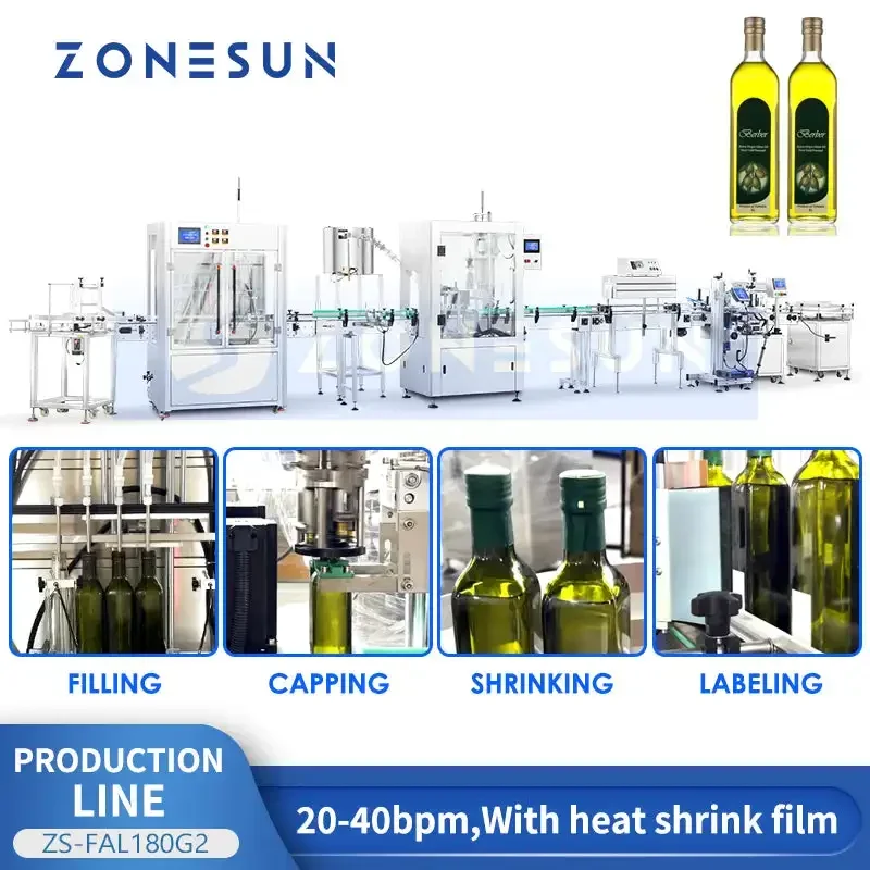 ZONESUN Macchina automatica per il riempimento e il tappatura delle bottiglie Etichettatrice con maniche termoretraibili Linea ZS-FAL180G2