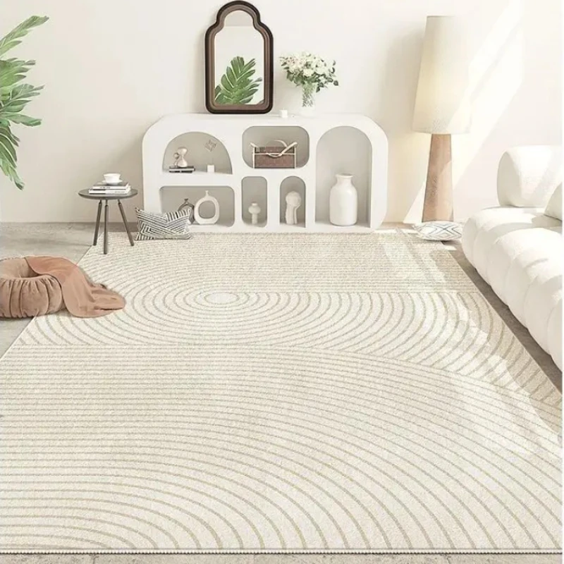 Alfombra de estilo minimalista para decoración del hogar, tapete suave de felpa con estampado de líneas, para sala de estar, dormitorio y mesita de noche