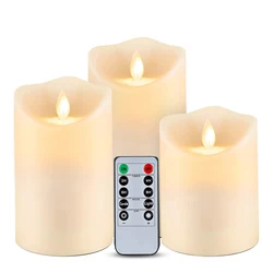 Flickering Flameless Candles Outdoor Indoor 3Pcs/Set Remote Control LED Candles Easter Candle Wedding Decoration Lighting