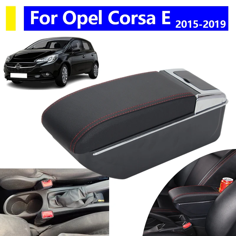 

Подлокотник для Opel Corsa 2015-2019, для Corsa E, консольная коробка для хранения с подстаканником, аксессуары для интерьера автомобиля