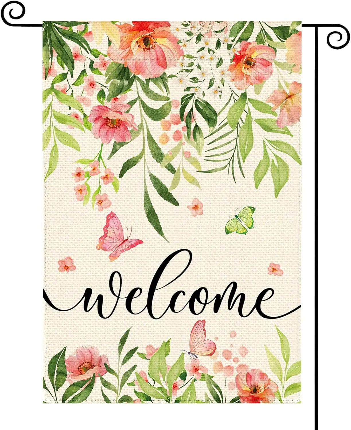 Spring Summer Eucalyptus Floral Garden Flag 12 x 18 Inch Double Sided Vertical, Outside Seasonal Flower Butterfly Burlap Sma uui