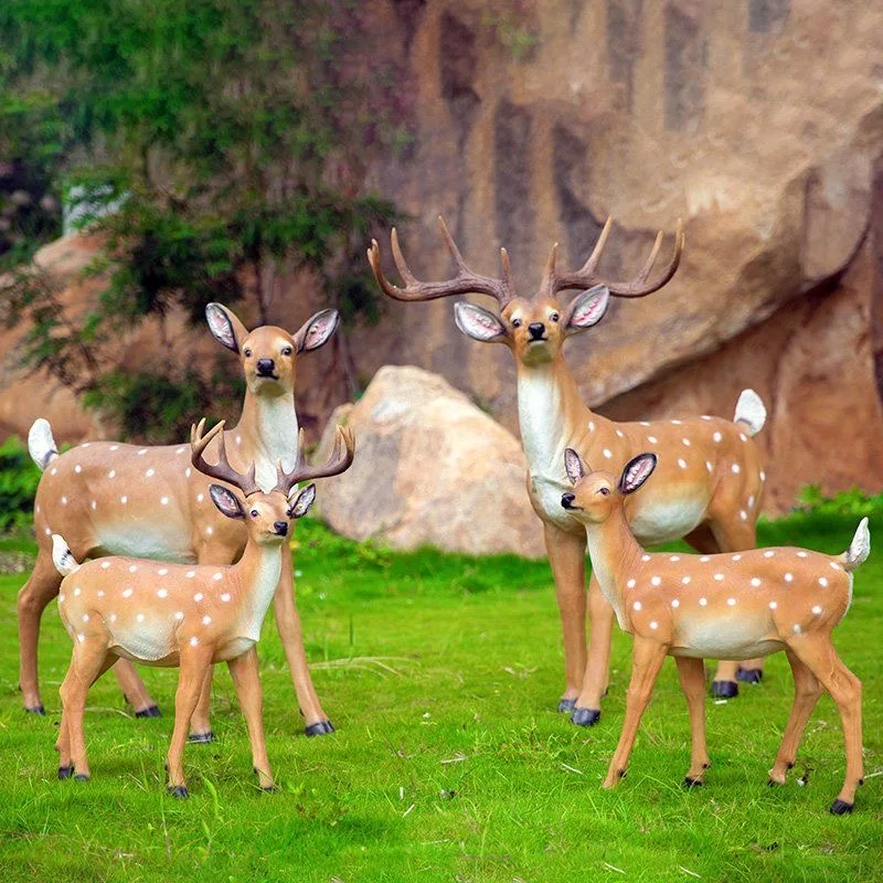 Outdoor Garden Simulated Deer Resin Sculpture Crafts Home Figurines Decoration Courtyard Villa Lawn Landscape Statue Accessories