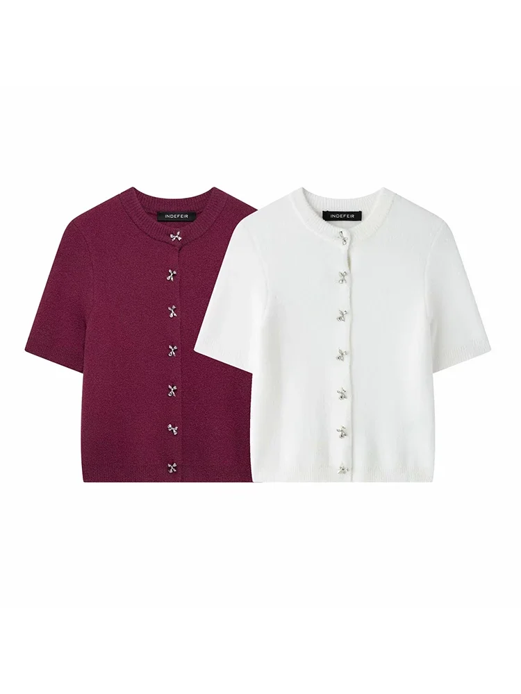 

Willshela женский модный однобортный вязаный свитер винтажный с круглым вырезом и короткими рукавами женские шикарные женские наряды