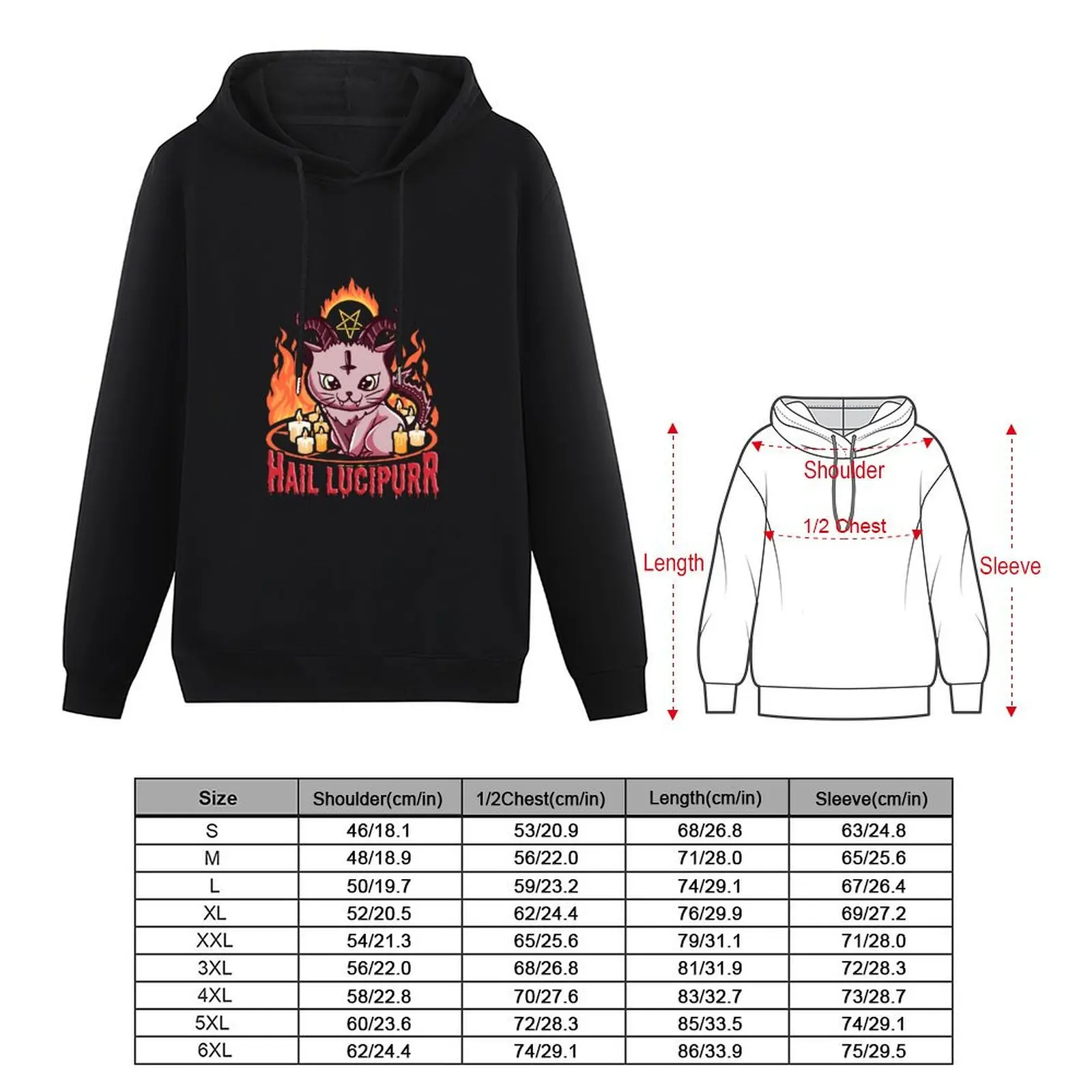 Cute & Funny Satanic Hail Lucipurr Rainbow Goth Kitten Pullover Hoodie mens designer clothes hooded shirt pullover hoodies